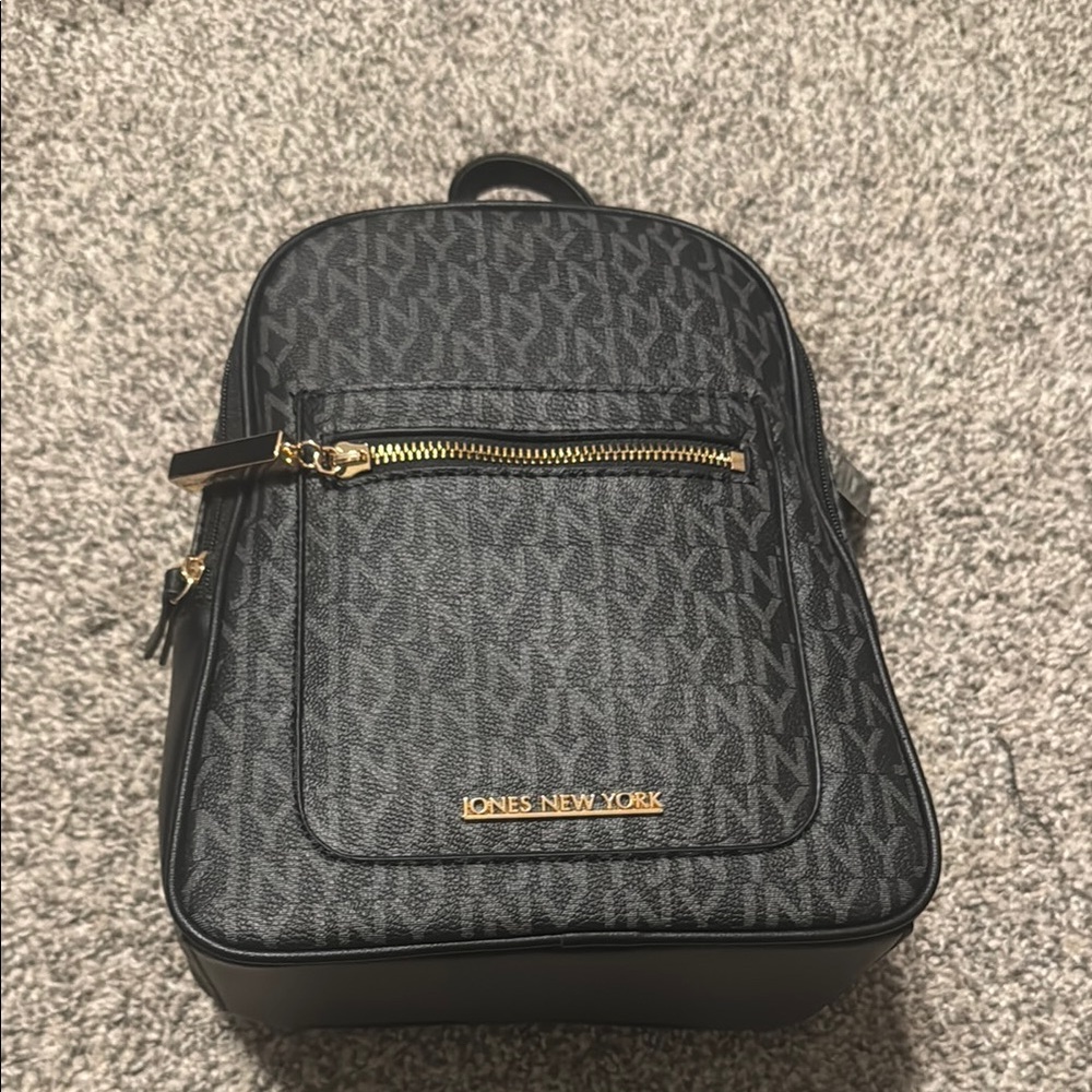 Jones New York Black Backpack with Gold Accents